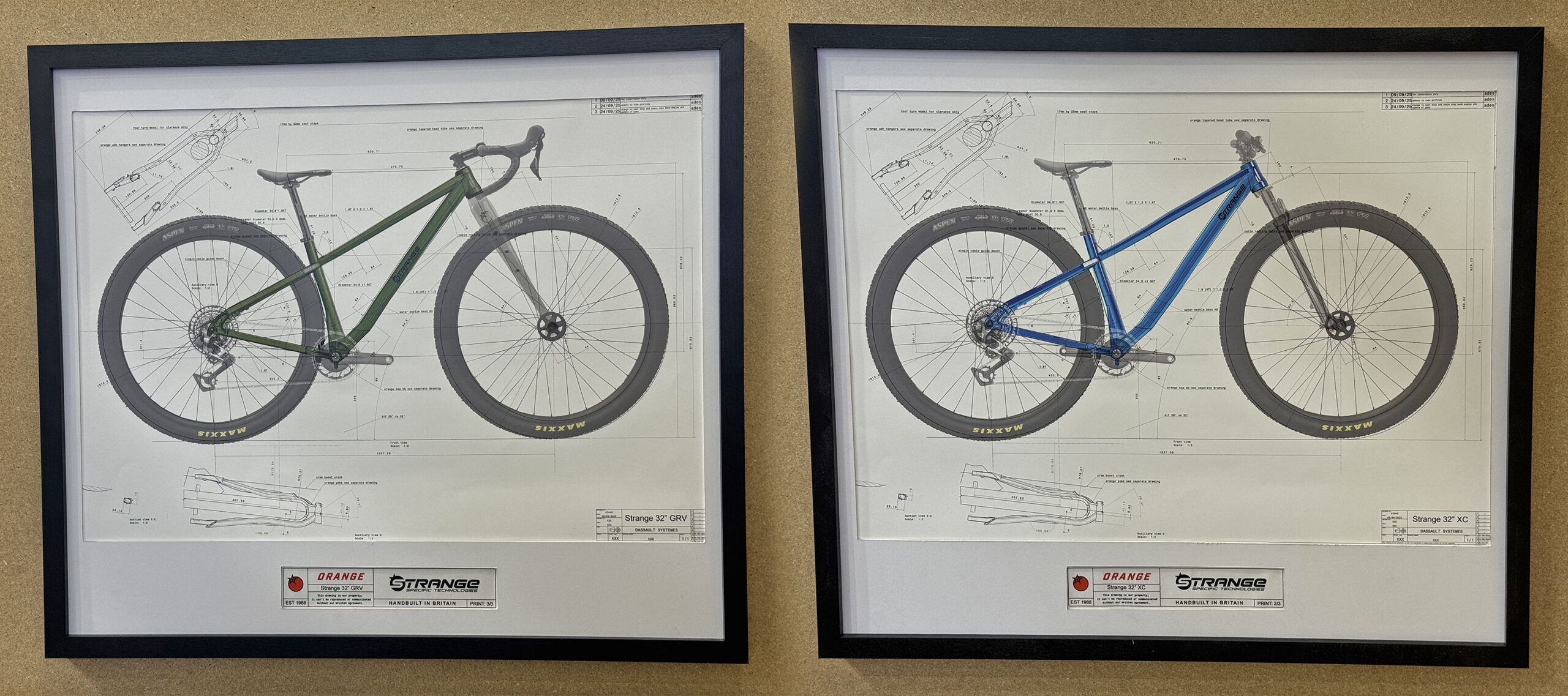 32" Strange Orange prototypes for XC & Gravel: stranger 32" prototype concept drawings